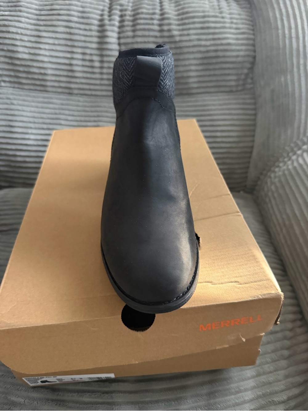 Merrell Black Ankle Bootie with Herringbone Collar - Picture 4 of 6
